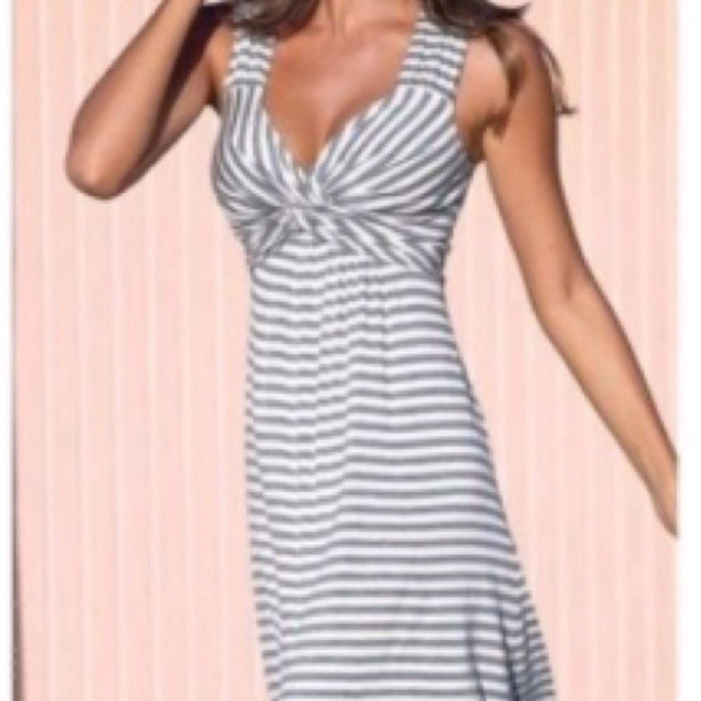 Boston Proper Grey Striped Knot Dress